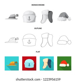 Vector illustration of headgear and cap icon. Collection of headgear and accessory stock symbol for web.