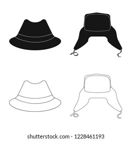 Vector illustration of headgear and cap icon. Collection of headgear and accessory stock symbol for web.