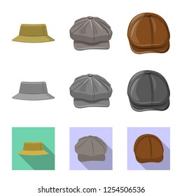 Vector illustration of headgear and cap icon. Collection of headgear and accessory stock symbol for web.