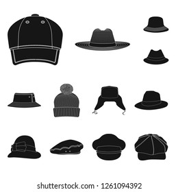 Vector illustration of headgear and cap icon. Collection of headgear and accessory stock vector illustration.