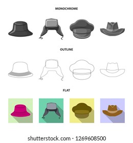 Vector illustration of headgear and cap icon. Collection of headgear and accessory stock vector illustration.