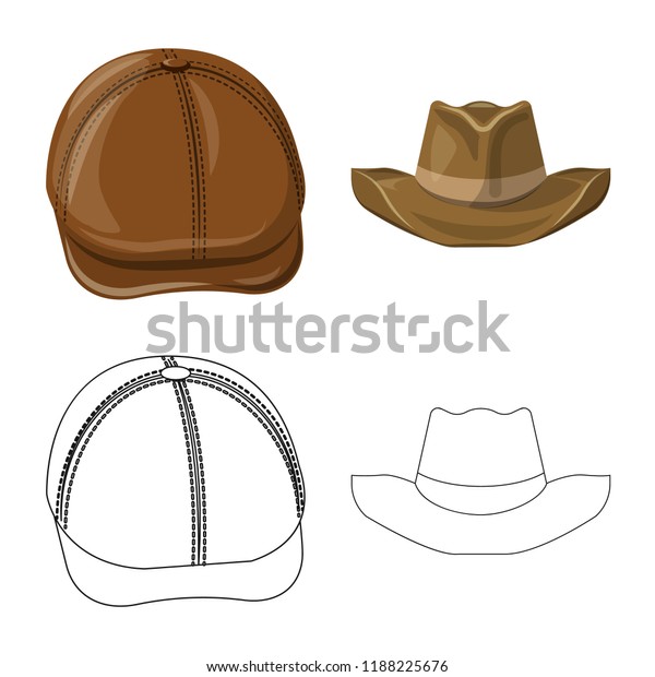 Vector illustration of\
headgear and cap icon. Set of headgear and accessory vector icon\
for stock.