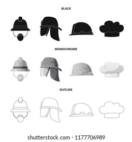 Vector illustration of headgear and cap logo. Set of headgear and accessory stock vector illustration.