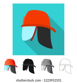 Vector illustration of headgear and cap logo. Set of headgear and accessory stock vector illustration.