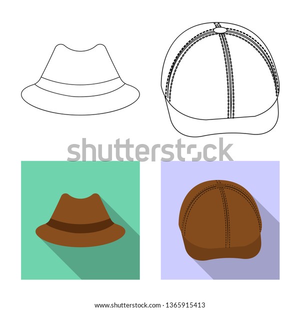 Vector illustration
of headgear and cap logo. Collection of headgear and accessory
stock vector
illustration.
