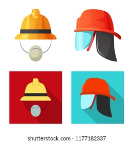 Vector illustration of headgear and cap sign. Collection of headgear and accessory stock symbol for web.