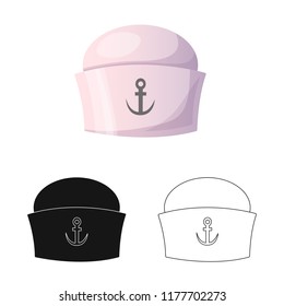 Vector illustration of headgear and cap sign. Collection of headgear and accessory stock vector illustration.