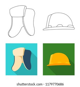 Vector illustration of headgear and cap sign. Collection of headgear and accessory vector icon for stock.