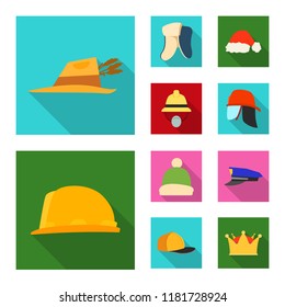 Vector illustration of headgear and cap sign. Collection of headgear and accessory stock symbol for web.