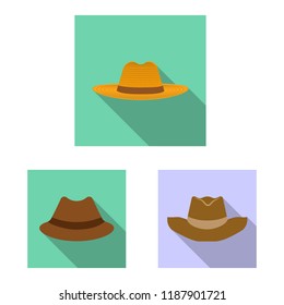 Vector illustration of headgear and cap sign. Collection of headgear and accessory stock symbol for web.