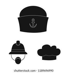 Vector illustration of headgear and cap sign. Set of headgear and accessory vector icon for stock.