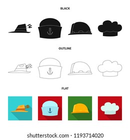 Vector illustration of headgear and cap sign. Collection of headgear and accessory stock vector illustration.