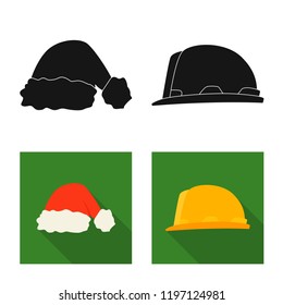 Vector illustration of headgear and cap sign. Set of headgear and accessory stock symbol for web.