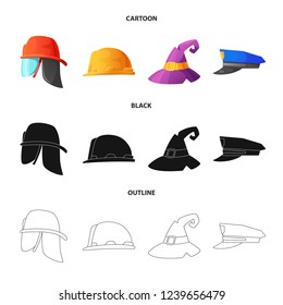 Vector illustration of headgear and cap sign. Collection of headgear and accessory stock vector illustration.