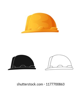 Vector illustration of headgear and cap symbol. Collection of headgear and accessory stock symbol for web.