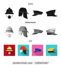 Vector illustration of headgear and cap symbol. Set of headgear and accessory stock vector illustration.