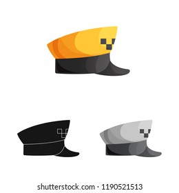 Vector illustration of headgear and cap symbol. Set of headgear and accessory vector icon for stock.