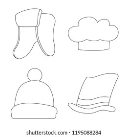 Vector illustration of headgear and cap symbol. Set of headgear and accessory stock symbol for web.