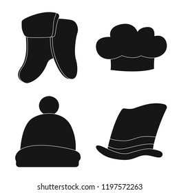 Vector illustration of headgear and cap symbol. Set of headgear and accessory stock symbol for web.