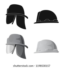 Vector illustration of headgear and cap symbol. Set of headgear and accessory vector icon for stock.
