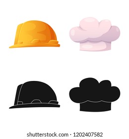 Vector illustration of headgear and cap symbol. Set of headgear and accessory stock vector illustration.
