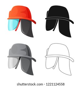 Vector illustration of headgear and cap symbol. Collection of headgear and accessory vector icon for stock.