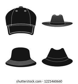 Vector illustration of headgear and cap symbol. Set of headgear and accessory stock symbol for web.