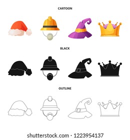 Vector illustration of headgear and cap symbol. Collection of headgear and accessory stock vector illustration.