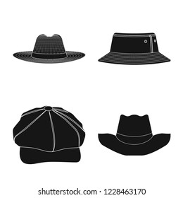 Vector illustration of headgear and cap symbol. Set of headgear and accessory stock symbol for web.