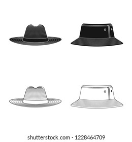 Vector illustration of headgear and cap symbol. Collection of headgear and accessory vector icon for stock.