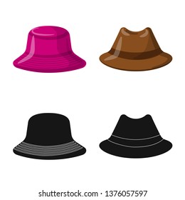 Vector illustration of headgear and cap symbol. Set of headgear and accessory stock symbol for web.