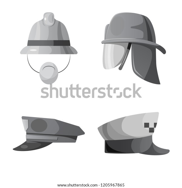 Vector illustration of\
headgear and cap symbol. Collection of headgear and accessory stock\
symbol for web.