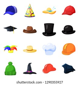 Vector illustration of headgear and napper icon. Collection of headgear and helmet vector icon for stock.