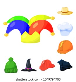 Vector illustration of headgear and napper icon. Collection of headgear and helmet stock symbol for web.