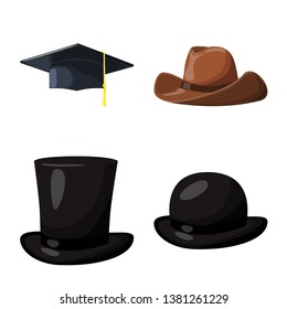 Vector illustration of headgear and napper icon. Collection of headgear and helmet vector icon for stock.