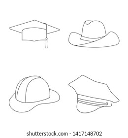 Vector illustration of headgear and napper icon. Collection of headgear and helmet stock symbol for web.