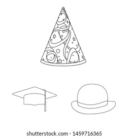 Vector illustration of headgear and napper icon. Set of headgear and helmet stock symbol for web.