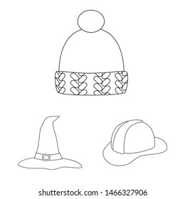 Vector illustration of headgear and napper icon. Set of headgear and helmet stock vector illustration.