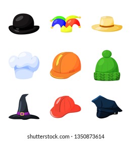 Vector illustration of headgear and napper logo. Set of headgear and helmet stock symbol for web.