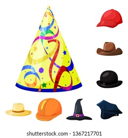 Vector illustration of headgear and napper logo. Set of headgear and helmet stock symbol for web.