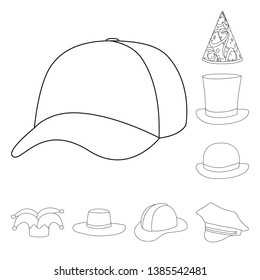 Vector illustration of headgear and napper logo. Collection of headgear and helmet stock vector illustration.