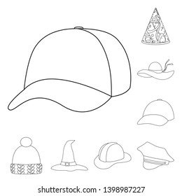 Vector illustration of headgear and napper logo. Set of headgear and helmet stock symbol for web.