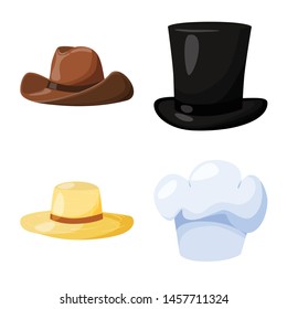 Vector illustration of headgear and napper logo. Set of headgear and helmet vector icon for stock.