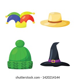 Vector illustration of headgear and napper symbol. Set of headgear and helmet stock vector illustration.