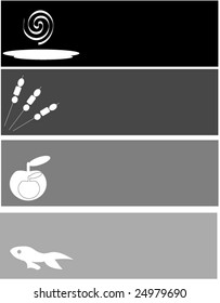 vector illustration of heading for menu. snack, soups, seafood, meat