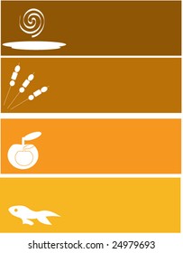 vector illustration of heading for menu. snack, soups, seafood, meat