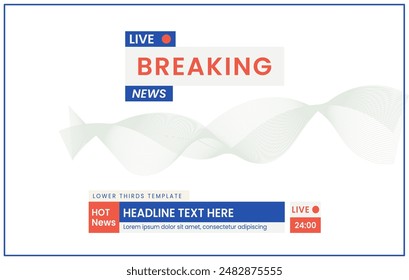 Vector illustration, Headline breaking news and lower third for news media purposes or live broadcasts, in flat design style