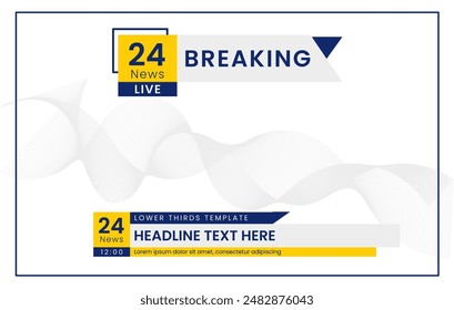 Vector illustration, Headline breaking news and lower third for news media purposes or live broadcasts, in flat design style