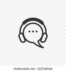 Vector Illustration Of Headphone Chat Icon In Dark Color And Transparent Background(png).