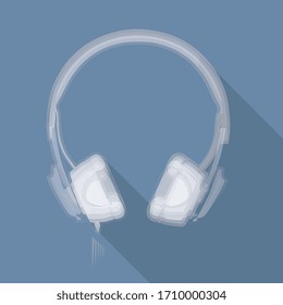 ilustración vectorial, auriculares en fondo azul